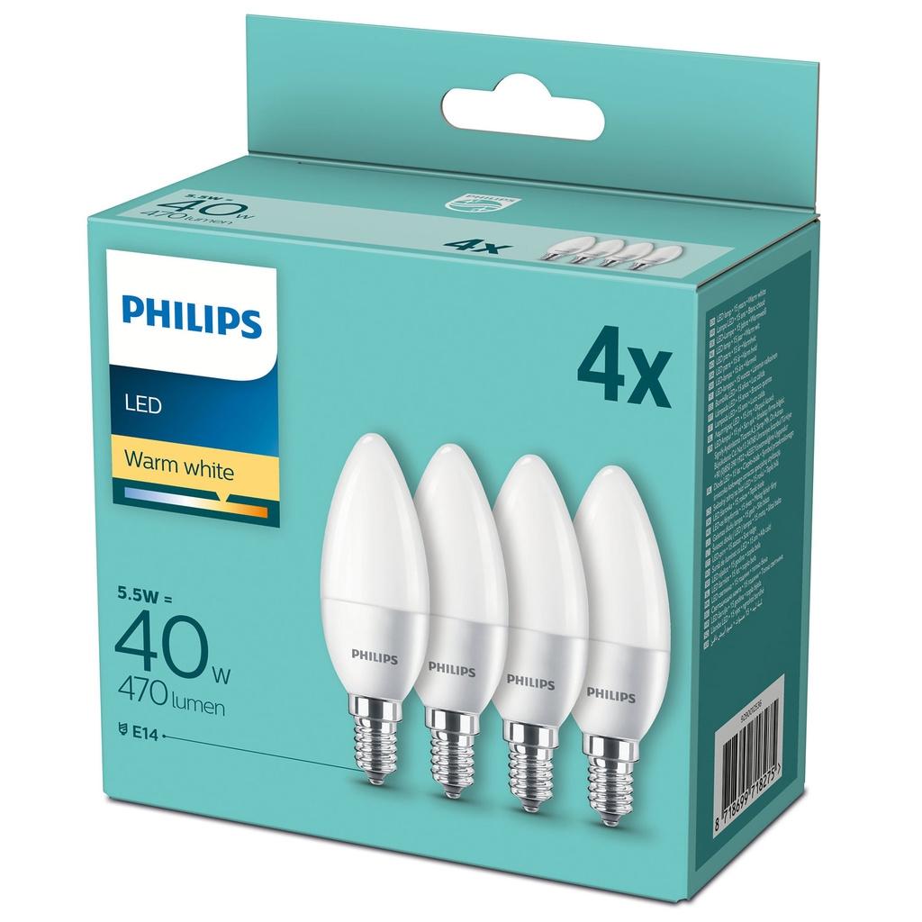 PHILIPS 4-pack LED E14 Kron Frost 40W 470lm
