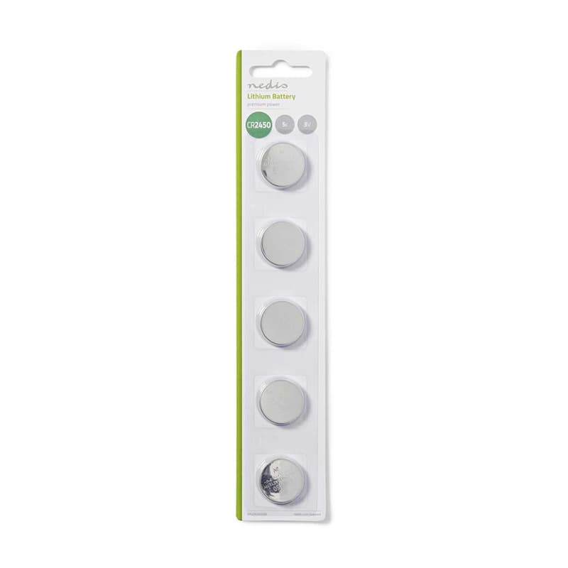 Litiumbatterier, knappcell, CR2450 | 3 V | 5 styck | Blister