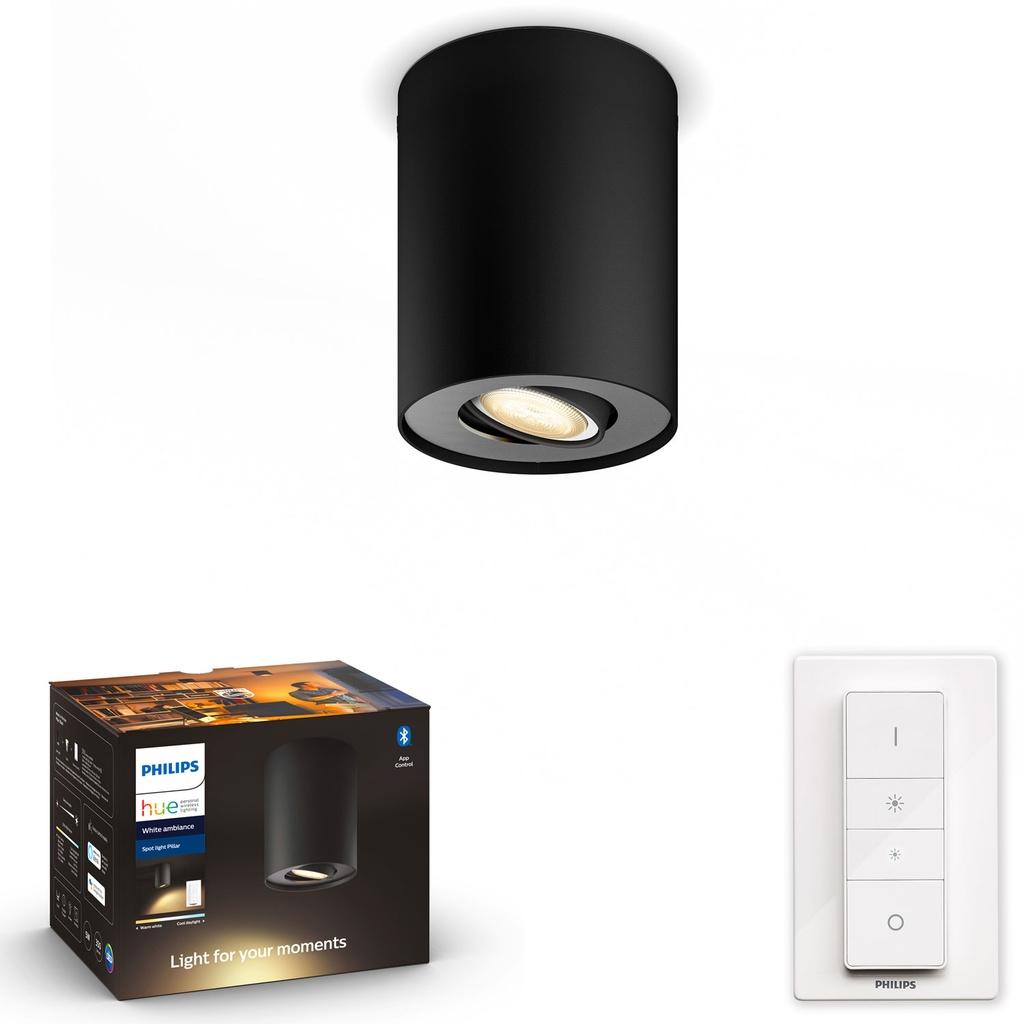 PHILIPS Hue Pillar spot White Ambiance single Svart