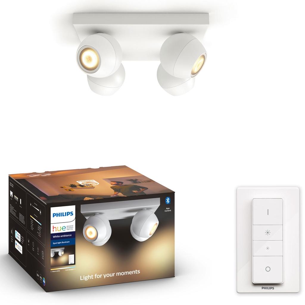 PHILIPS Hue Buckram White Ambiance 4 spots Vit