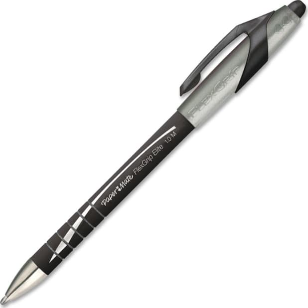 PaperMate Flexgrip Elite, kuglepen, sort blæk, L 1,4mm, 12-pak, sort