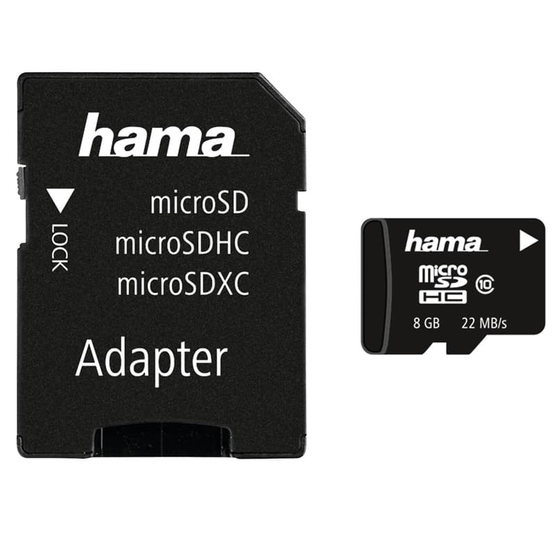 HAMA MicroSDHC 8GB + Adapter Class 10 22MB/s