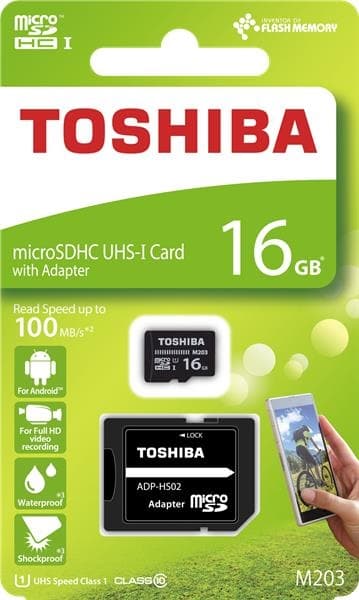 Toshiba MicroSD R100 M203 16GB + adapt (100MB/s)