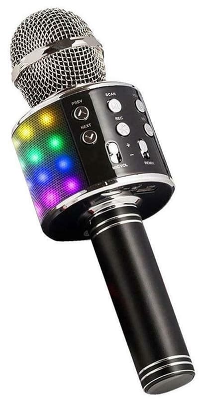 Karaoke-mikrofon med Bluetooth och belysning, Svart