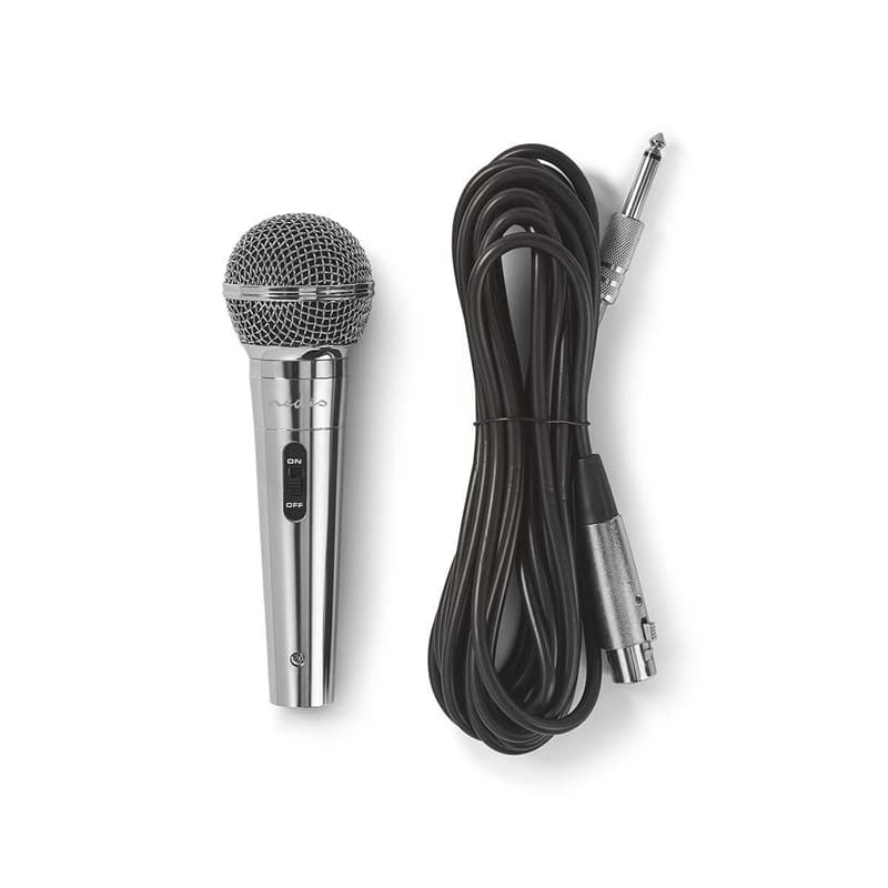 Dynamisk mikrofon i metallsilver