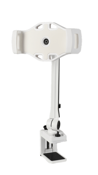 Smartphone and tablet stand with C-Clamp, 4"-12", 360 degree rotation,