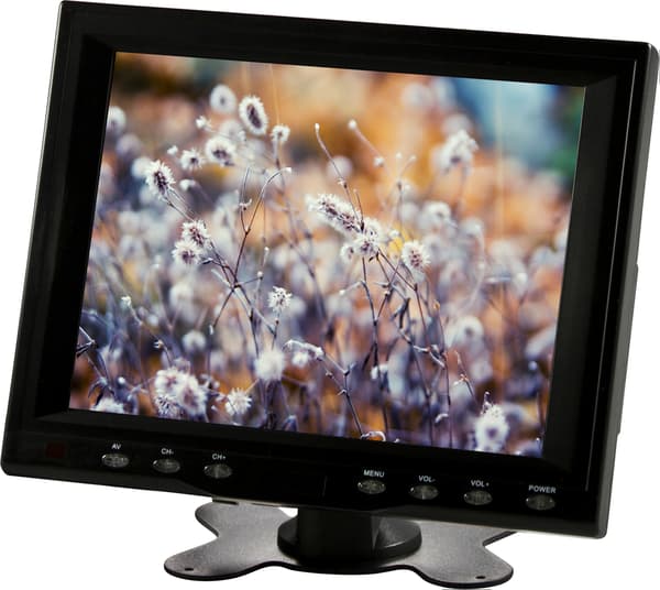 8" TFT-farveskærm med resistiv touchscreen, lyd, VGA-/USB-/AV-porte,