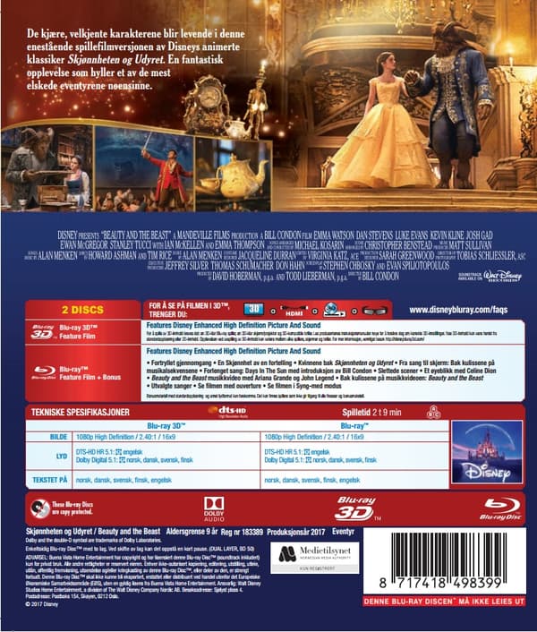 Skjønnheten og Udyret (3D Blu-ray + Blu-ray)