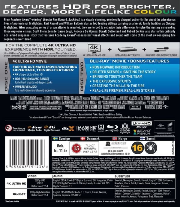 Backdraft (4K Ultra HD + Blu-ray) (2 disc)