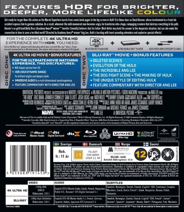 The Hulk (2003) (4K Ultra HD + Blu-ray) (2 disc)