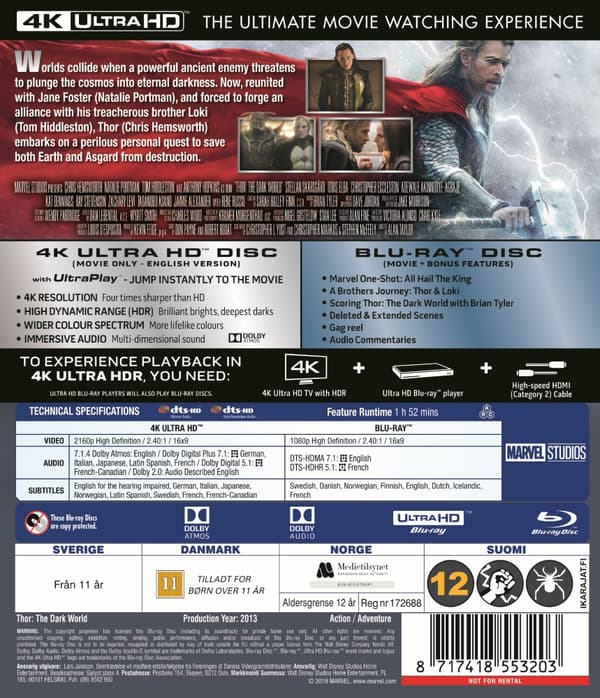 Thor 2: The Dark World (4K Ultra HD + Blu-ray)