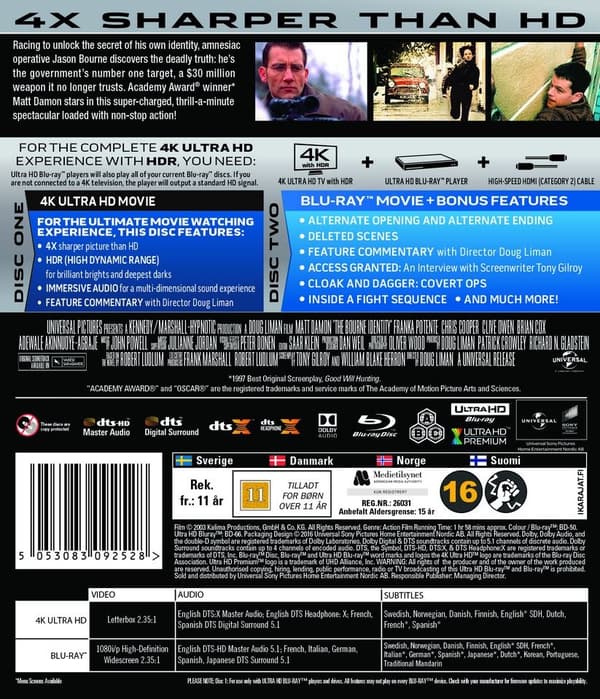 The Bourne Identity (4K Ultra HD + Blu-ray)