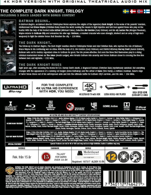 The Dark Knight Trilogy (4K Ultra HD + Blu-ray) (9 disc)