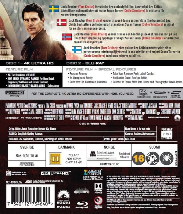Jack Reacher: Never Go Back (4K Ultra HD + Blu-ray)