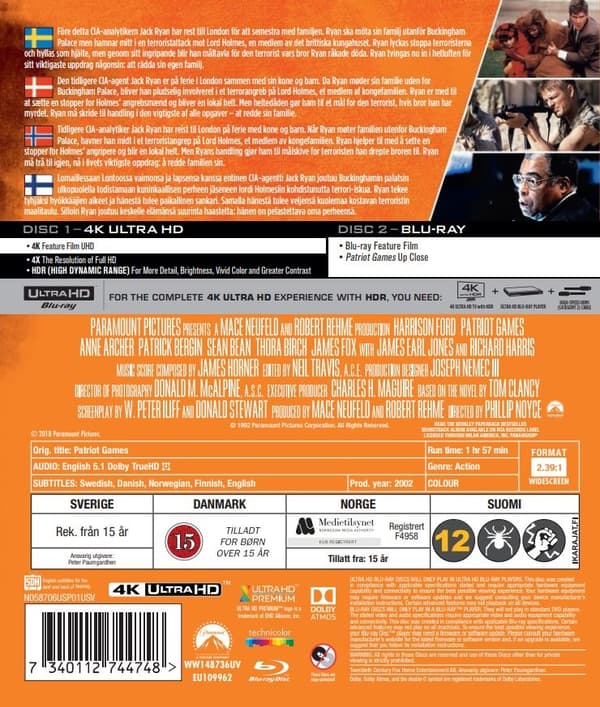 Patriot Games (4K Ultra HD + Blu-ray) (2 disc)