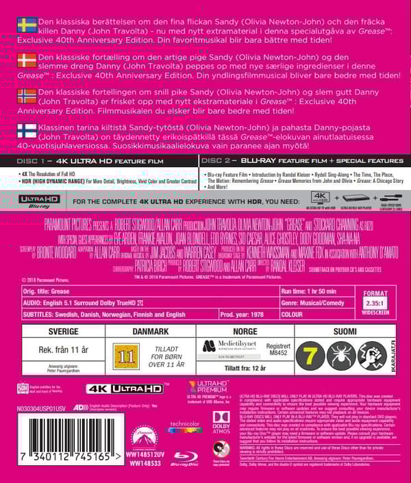 Grease (4K Ultra HD + Blu-ray) (2 disc)