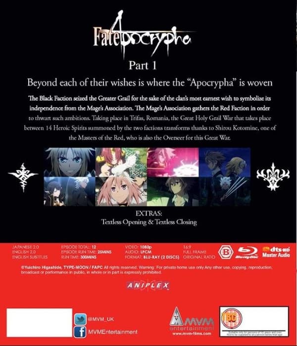 Fate/apocrypha: Part 1 (Blu-ray) (2 disc) (Import)