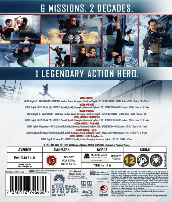Mission: Impossible 1-6 (Blu-ray) (7 disc)