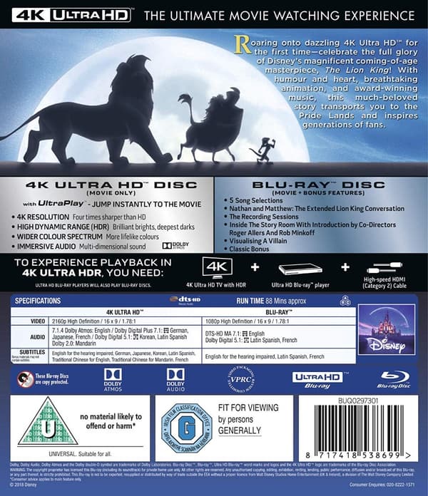 The Lion King (4K Ultra HD + Blu-ray) (Import)
