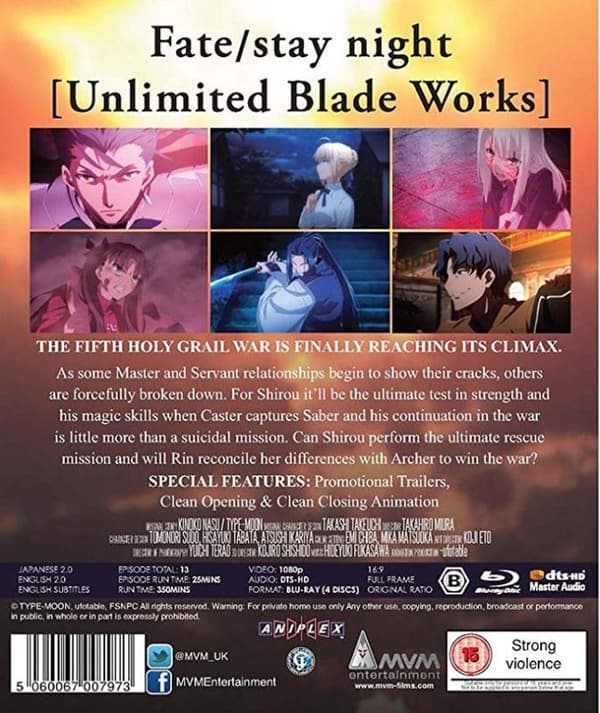 Fate/stay Night: Unlimited Blade Works - Part 2 (Blu-ray) (4 disc) (Import)