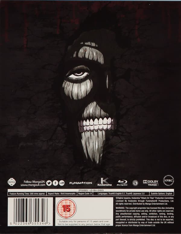 Attack On Titan Season 1 (4 disc) (Bluray) (import) CDON