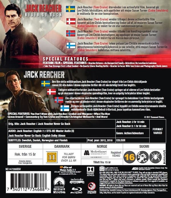 Jack Reacher 1+2 (Blu-ray)