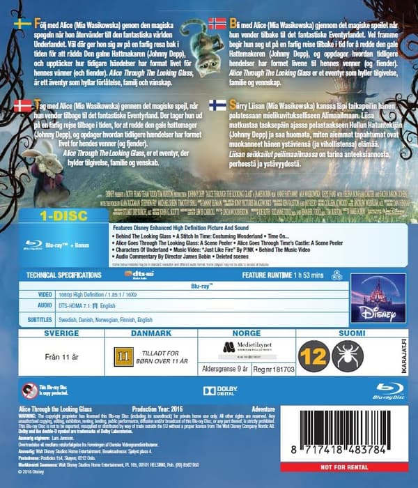 Alice i Eventyrland: Bag spejlet (Blu-ray)