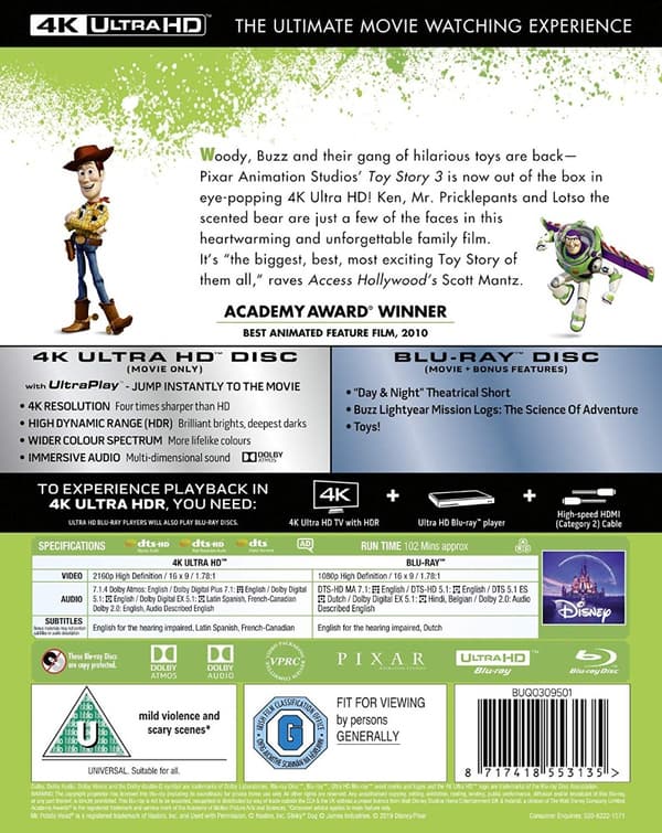 Toy Story 3 (4K Ultra HD + Blu-ray) (Import)