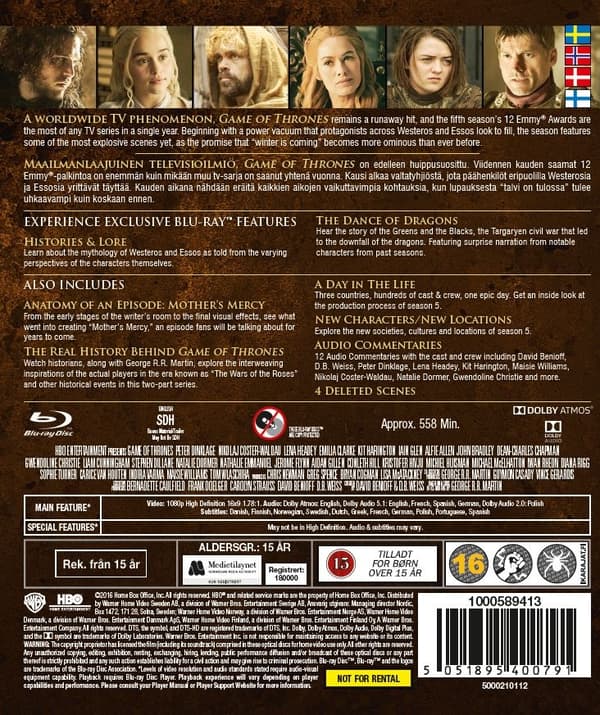 Game of Thrones - Kausi 5 (Blu-ray) (4 disc)