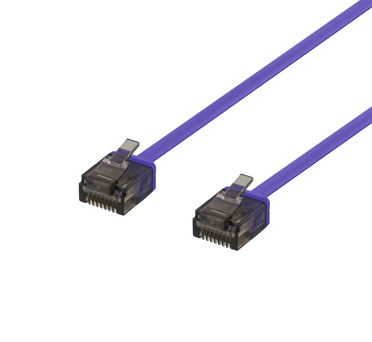 DELTACO U/UTP Cat6a patch cable, flat, 5m, 1mm thick, purple