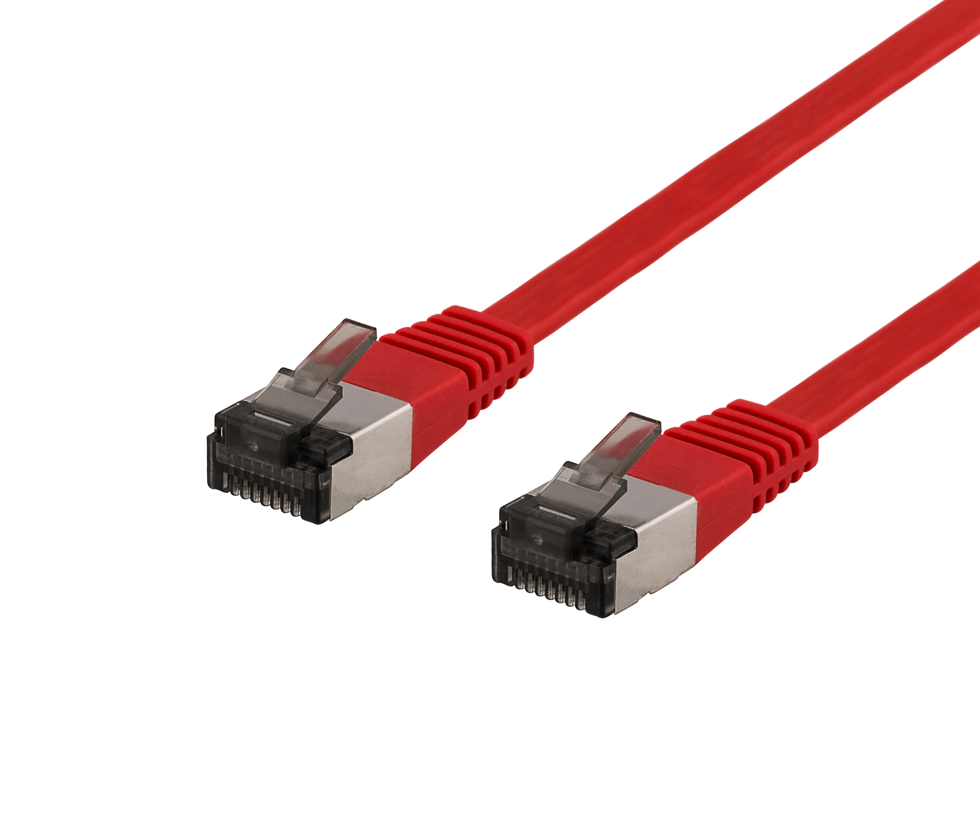 DELTACO U/FTP Cat6a patch cable, flat, 2m, 1,9mm thick, red