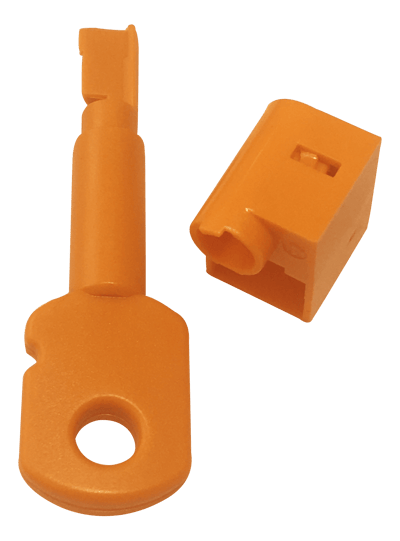 For security Kit for plug, 2 keys, 4 adapters, orange