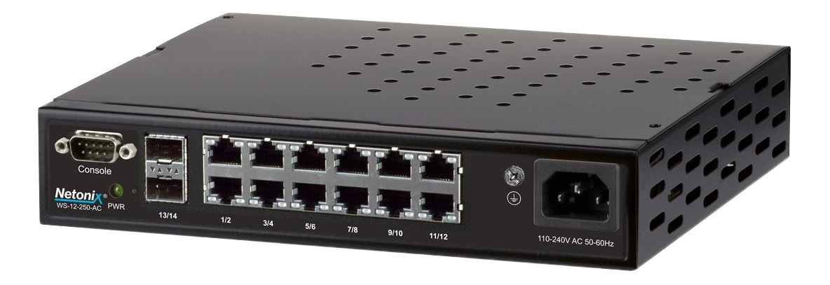 NETONIX Switch 12xGE PoE ports 2xSFP 24/48VH Desk/Wall