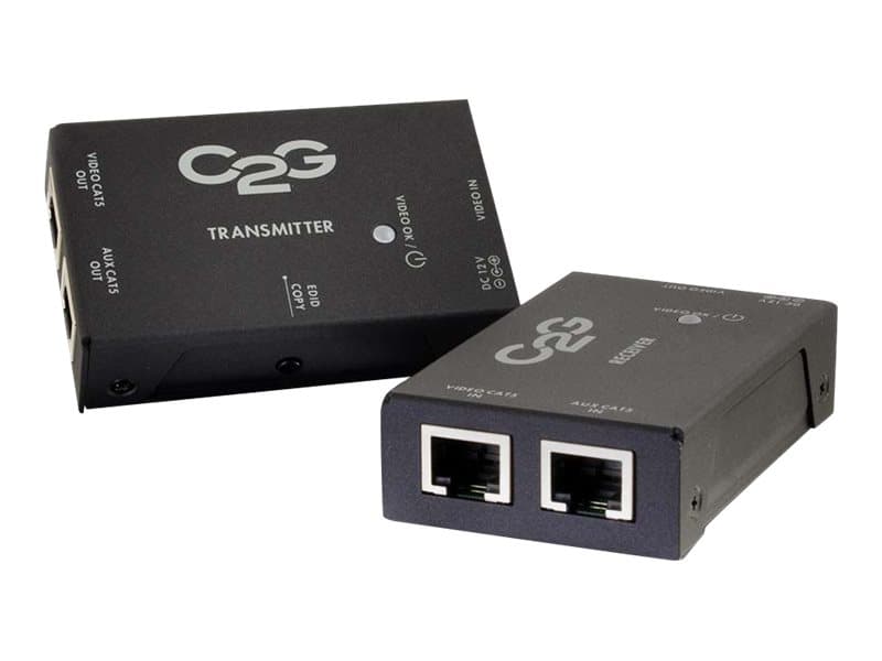 C2G Short Range HDMI over Cat5 Extender Kit with Auto Equalization (Receiver and Transmitter) - Förlängd räckvidd för audio/video - HDMI - 19-stifts HDMI typ A / 2 x RJ-45 - upp till 50 m