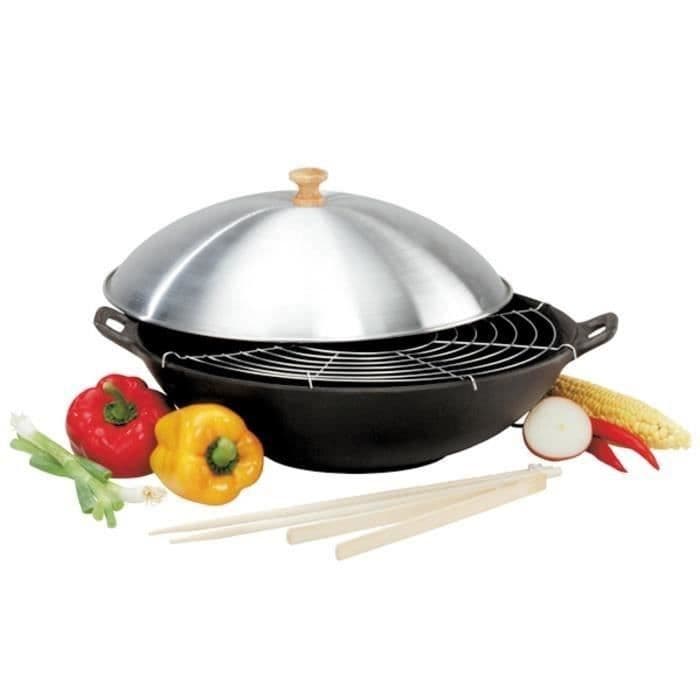 BAUMALU - 382860 - Wok støbejern - Diameter 36cm - 4 stykker - Sort