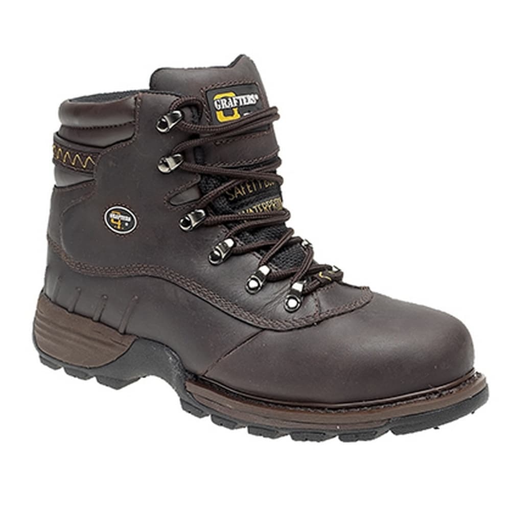 Grafters Mens Safety Hiker Type Toe Cap Waxy Leather Boots