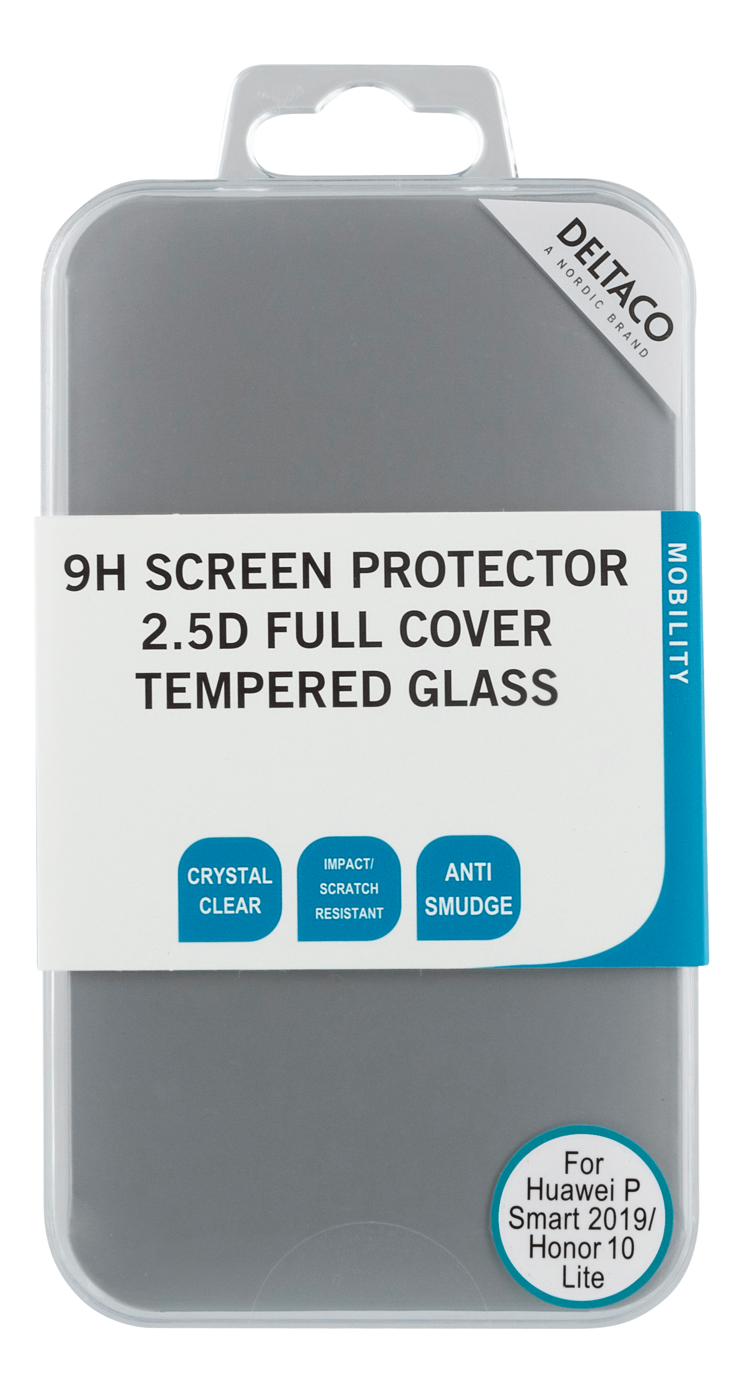 DELTACO full screen protector for Huawei P Smart 2019, 2.5D glass