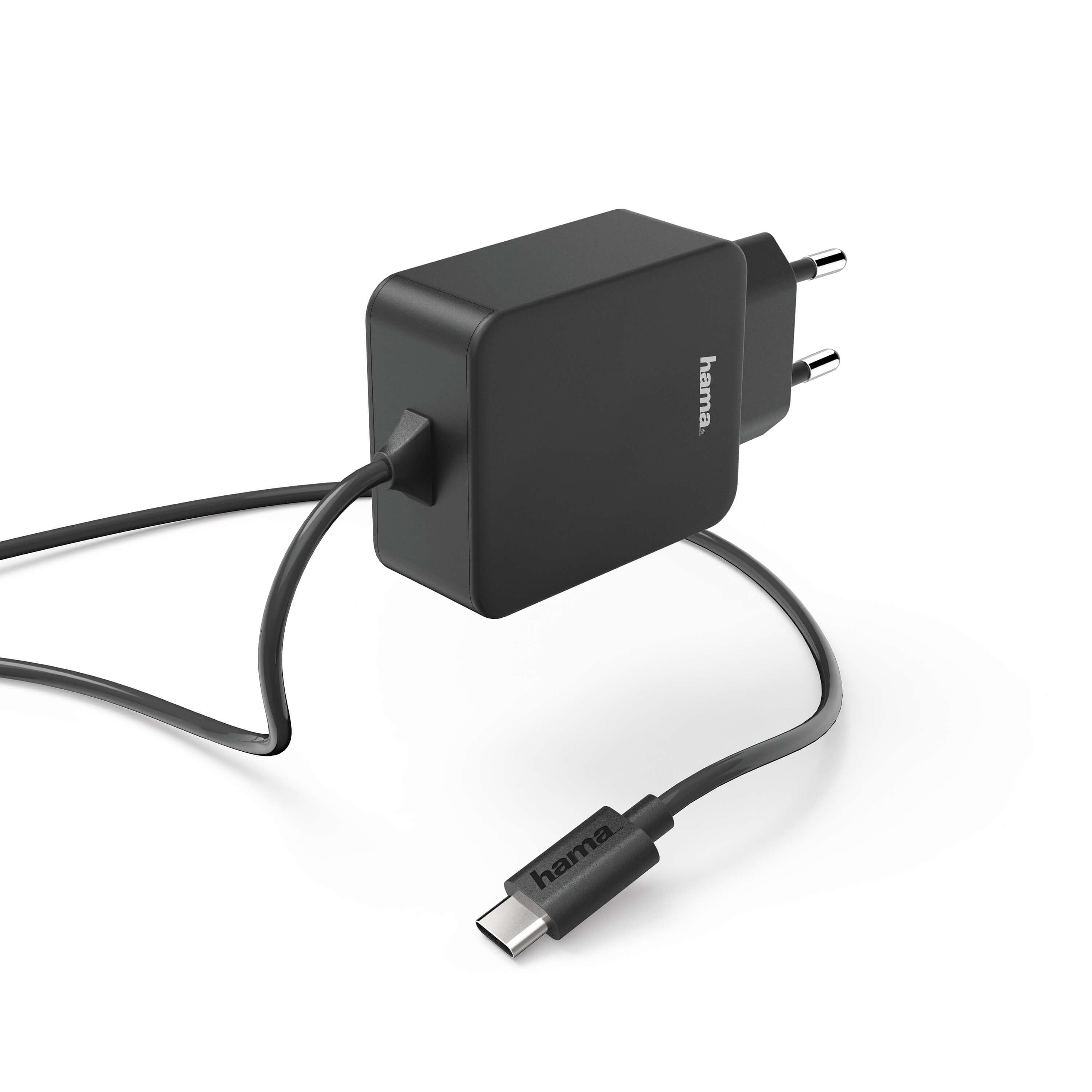 HAMA Laddare 220V USB-C 3A Svart fast kabel