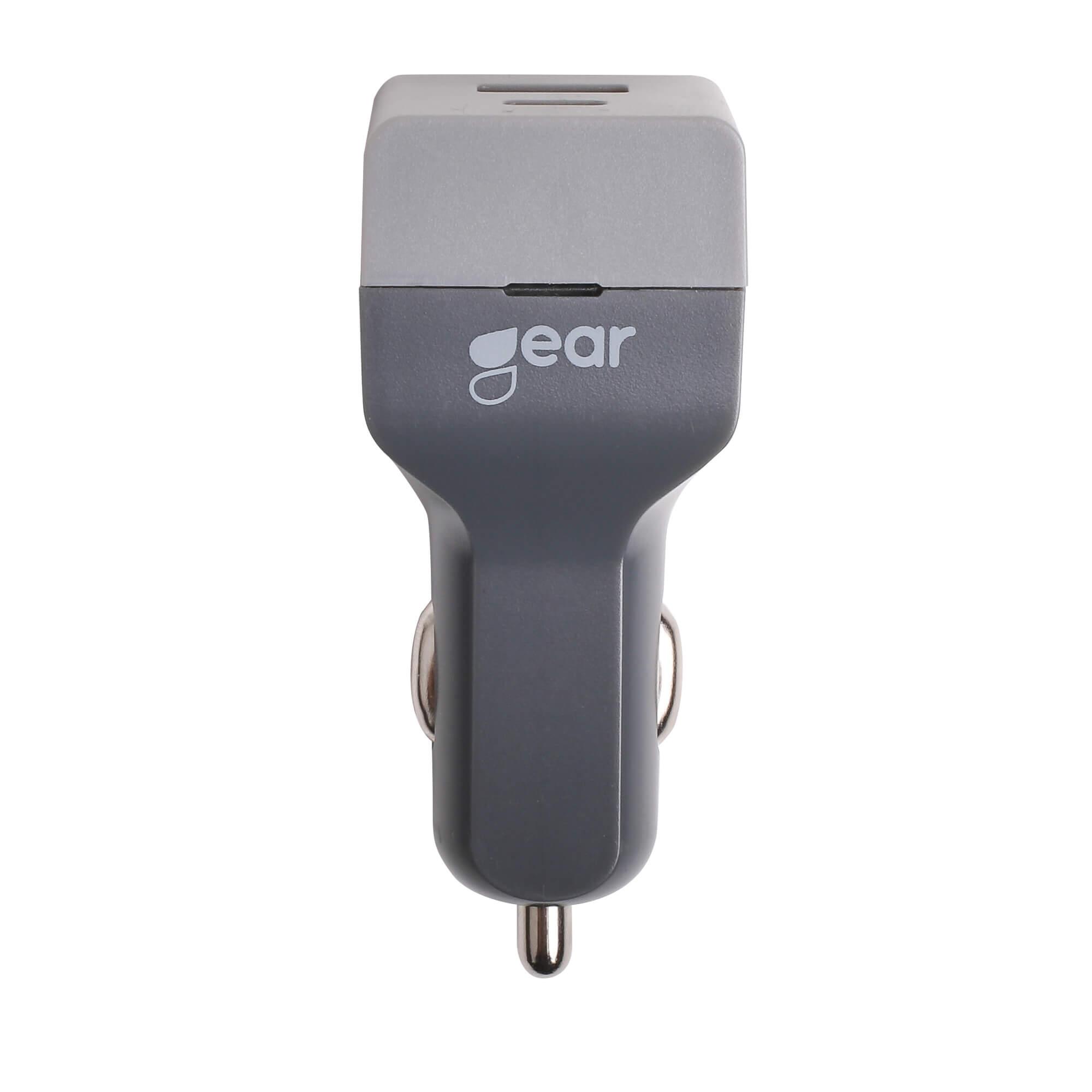 GEAR Lader 12V 1xUSB-C PD 1xUSB A 2.4A PD 18W 3.0 Mobil/PC/Mac Totalt 30W