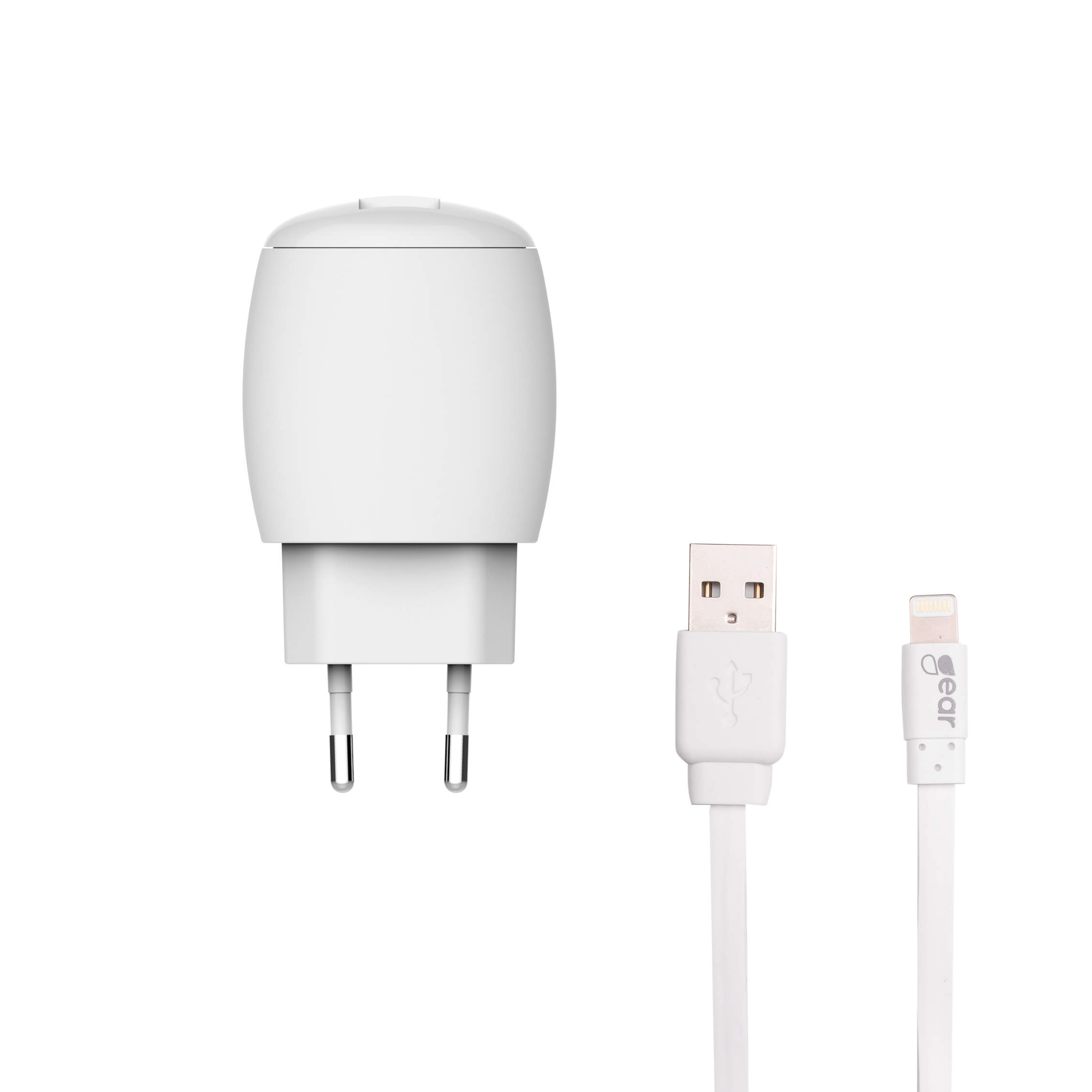 GEAR Lader 220V 2xUSB 2,4A + Lightning Kabel 1.0m MFI