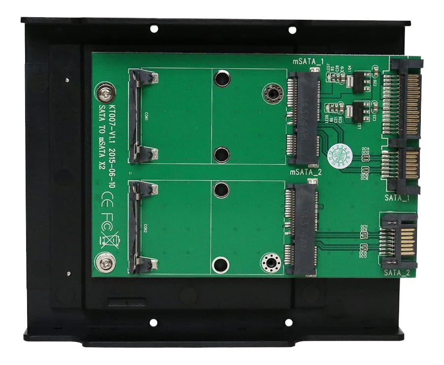 SATA TO mSATA x2convertor Support mSATA SSD:30*30mm, 30*50mm