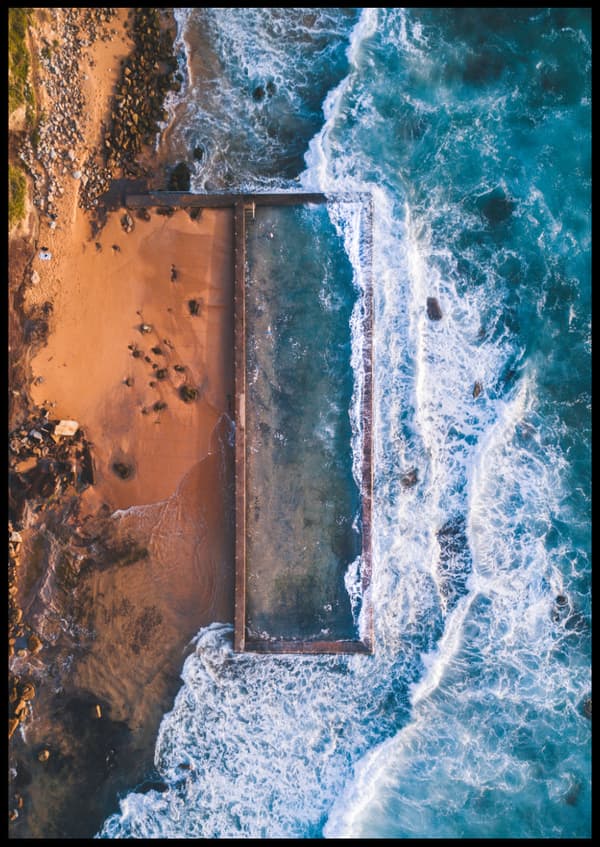 BLUE WAVE BEACH POSTER 30x40cm