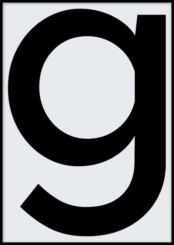 LOWERCASE LETTER G POSTER 30x40cm