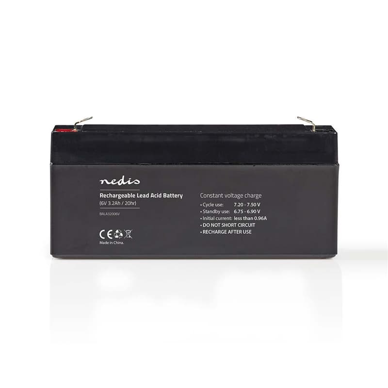 Uppladdningsbart Blybatteri 6 V 3200 mAh 134 mm x 35 mm x 61 mm