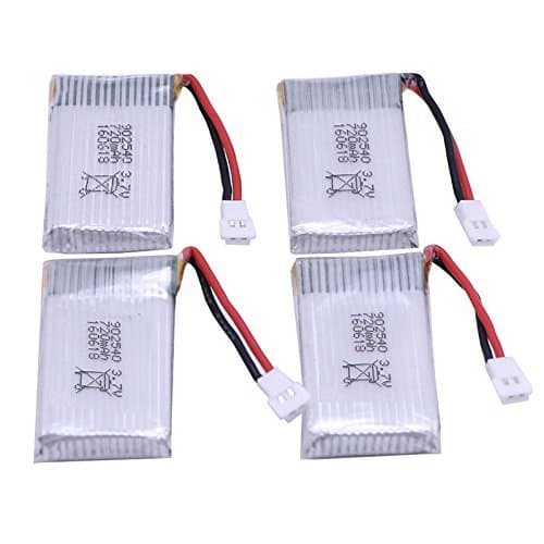 4 stk genopladeligt Lipo-batteri (3,7v, 720mAh Lipo) til Rc Quadcopter Drones X5 X5C X5SC X5SW, Cheerson CX-30W, Skytech M68, Wltoys