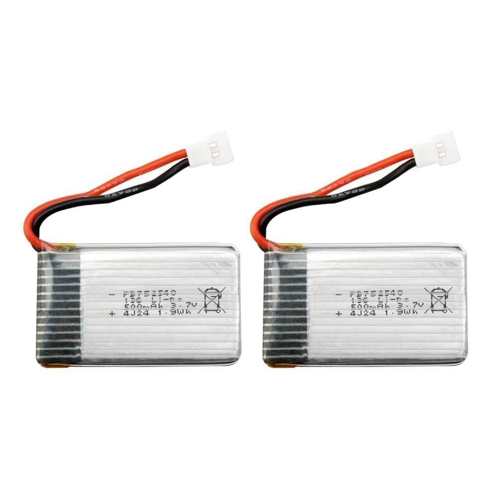 2 kappaletta päivitetty 3.7V 500mAh 25C Lipo ladattava akku X5 X5C X5C-1 X5SW X5SC X5SC-1 X5A Cheerson CW-20