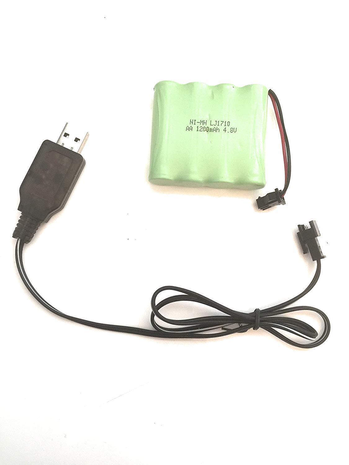 1 stk. 4.8V 1200mAh genopladeligt reservebatteri til racerbil + USB-oplader