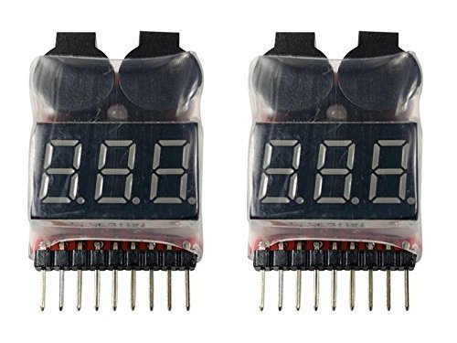 Bild av 2 Pieces 1-8S Lipo LiMn Batteri Tester Lågspänning summer alarm