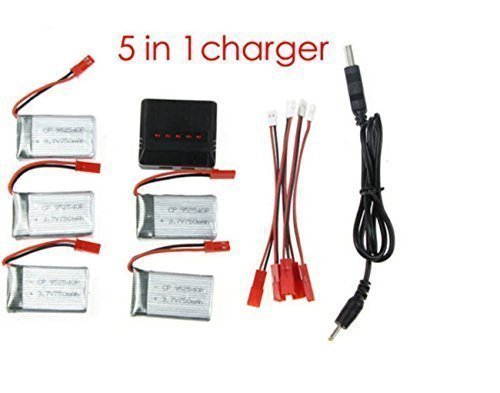 5 delar MJX X400 Del 3,7 V 750 mAh Lipo batteri för MJX X400 V2 X300C X800 RC Quadcopter + Laddare 1 till 5 5 delar MJX X400 Del 3,7 V 750 mAh Lipo batteri för MJX X400 V2 X300C X800 RC Quadcopter + Laddare 1 till 5