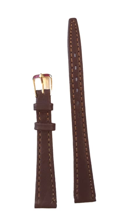 Klockarmband Brunt KalvLäder 12mm | Guldspänne